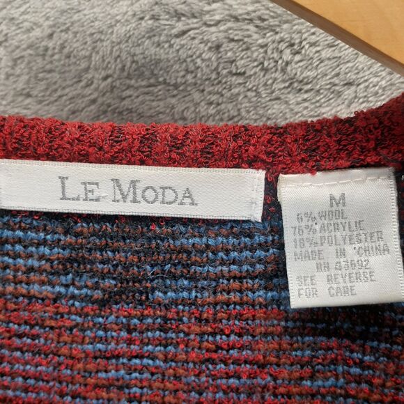 Le Moda Women Sz M Aztec Southwestern Multicolor Cardigan Sweater Button Up - Picture 2 of 9